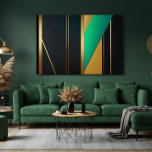Geometric Elegance Gold and Emerald Canvas Print<br><div class="desc">Add sophistication to your project with this premium design. A luxurious combination of metallic gold,  deep black,  and vibrant emerald green. Ideal for high-end corporate branding,  presentation backgrounds,  or modern decor. A touch of elegance and modernity.</div>