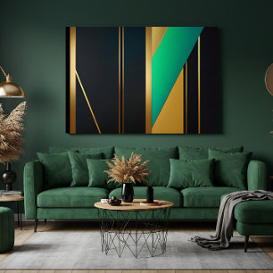Geometric Elegance Gold and Emerald Canvas Print