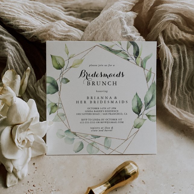Geometric Elegant Gold Bridesmaids Brunch Shower Invitation (Creator Uploaded)