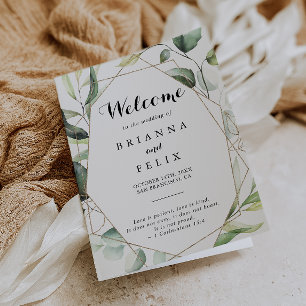 Geometric Elegant Gold Greenery Folded Wedding Program