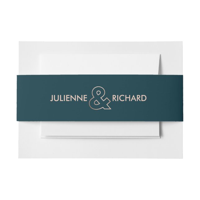 Geometric Elegant Rose Gold Wedding Invitation Belly Band (Front Example)