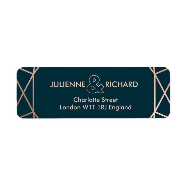 Geometric Elegant Wedding Return Address Labels (Front)
