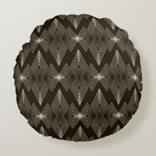 Geometric elements, vintage seamless ornament. round pillow