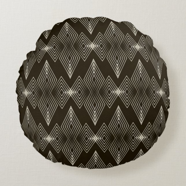 Geometric elements, vintage seamless ornament. round pillow (Front)