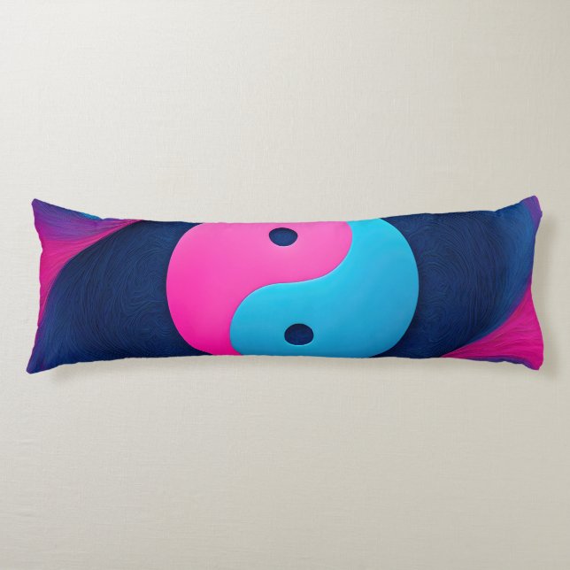 Geometric Equilibrium: Vibrant Yin Yang Pattern Body Pillow (Front)