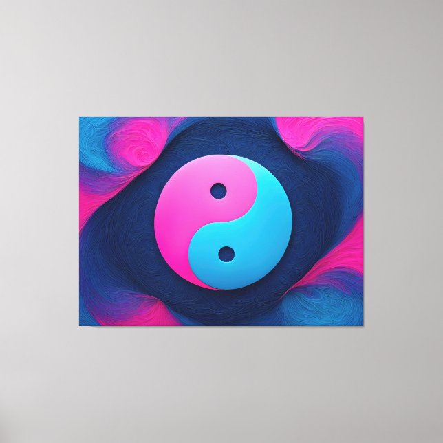 Geometric Equilibrium: Vibrant Yin Yang Pattern Canvas Print (Front)