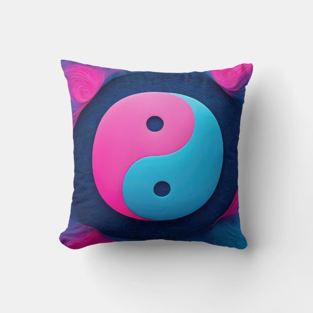 Geometric Equilibrium: Vibrant Yin Yang Pattern Throw Pillow (Front)