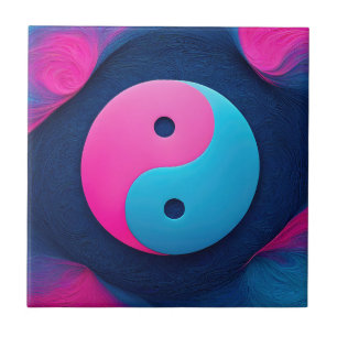 Geometric Equilibrium: Vibrant Yin Yang Pattern Tile