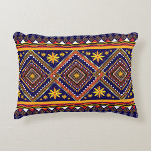 Geometric ethnic oriental ikat pattern traditional accent pillow