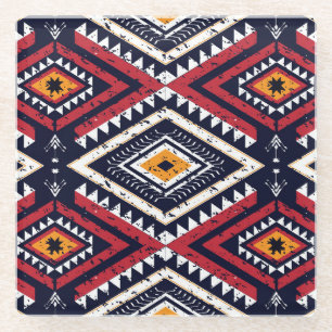 Geometric Ethnic Oriental: Traditional Seamless Glass Coaster