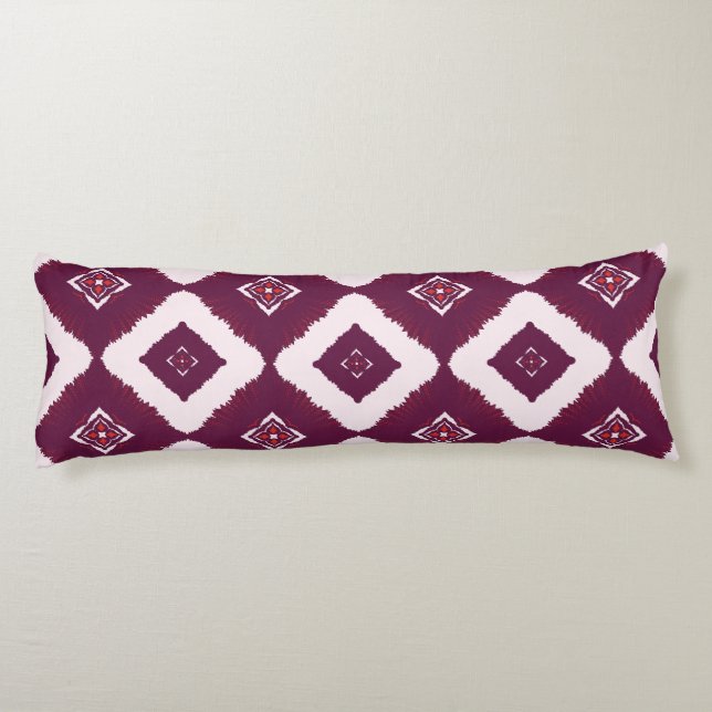 Geometric Ethnic Pattern Body Pillow – Burgundy Re (Back)