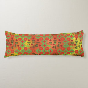 Geometric Ethnic Pattern Body Pillow – Burgundy Re