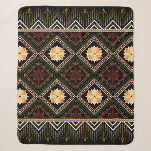 Geometric ethnic pattern seamless design sherpa blanket