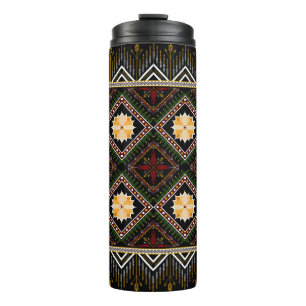 Geometric ethnic pattern seamless design thermal tumbler