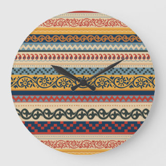 Geometric ethnic: seamless ornament background. large clock