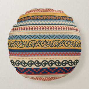 Geometric ethnic: seamless ornament background. round pillow