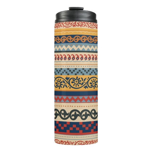 Geometric ethnic: seamless ornament background. thermal tumbler (Front)