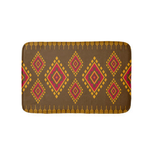 Geometric ethnic, traditional design, seamless bac bath mat