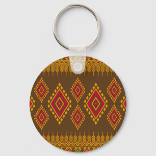 Geometric ethnic, traditional design, seamless bac keychain