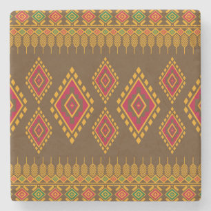 Geometric ethnic, traditional design, seamless bac stone coaster