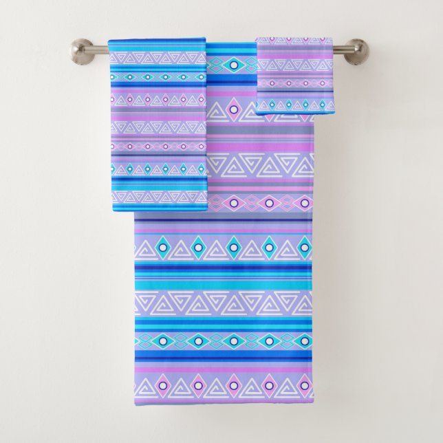 geometric ethnic tribal pattern of American Indian Bath Towel Set (Insitu)
