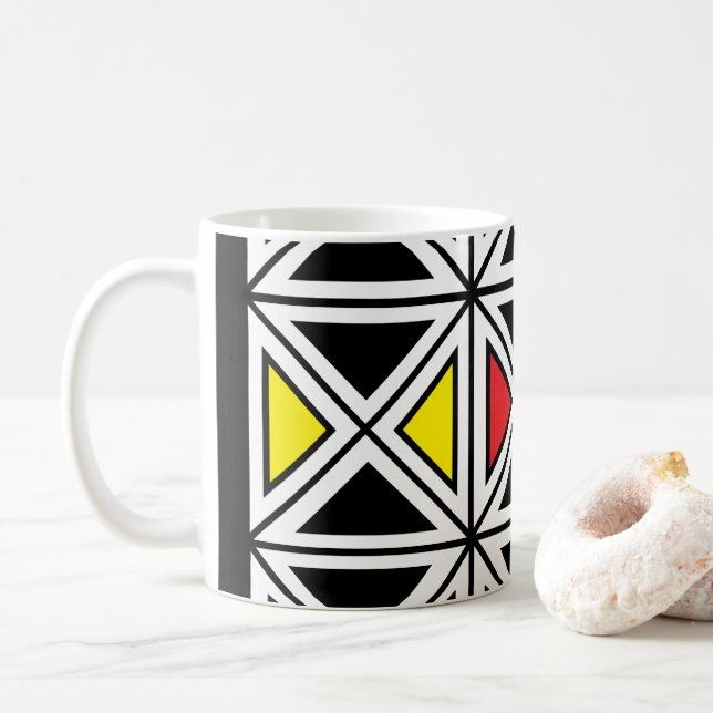 Geometric Ethnic Tribal Traditional Pattern Coffee Mug (With Donut)