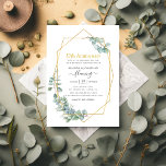 Geometric Eucalyptus 50th Wedding Anniversary Invitation<br><div class="desc">Forest eucalyptus greenery 50th wedding anniversary invitation with gold geometric frame customizable to your event specifics.</div>