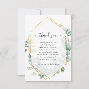 Geometric Eucalyptus Baby Shower Thank You Card