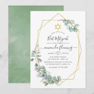 Geometric Eucalyptus Bat Mitzvah Invitation