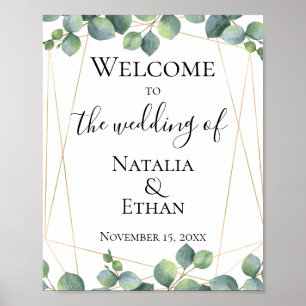Geometric Eucalyptus Foliage Wedding Welcome Poster