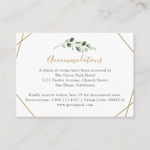Geometric Eucalyptus Greenery Accommodation Enclosure Card