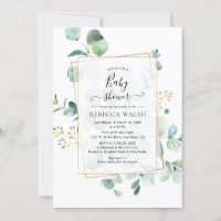 Geometric Eucalyptus Greenery Neutral Baby Shower