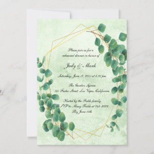 Geometric Eucalyptus Leaves Rehearsal Dinner Invitation