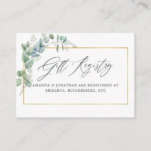 Geometric Eucalyptus Wedding Gift Registry Enclosure Card