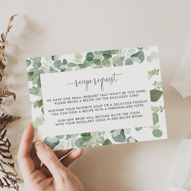 Geometric Eucalyptus Wedding Recipe Request  Enclosure Card (Creator Uploaded)