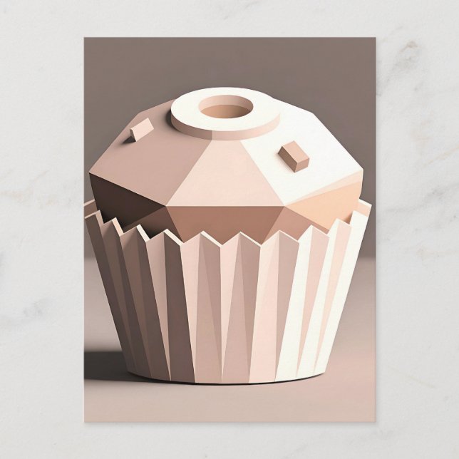 Geometric Faceted Cupcake Art Postcard (Front)