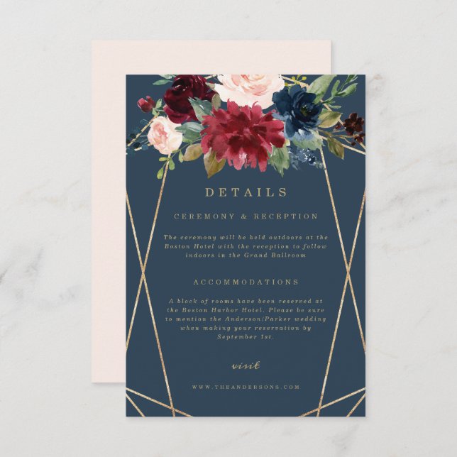 Geometric Fall Elegance Details Card (Front/Back)