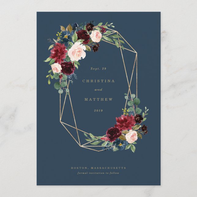 Geometric Fall Elegance Save the Date Menu (Front)