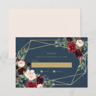 Geometric Fall Elegance Wedding RSVP Invitation