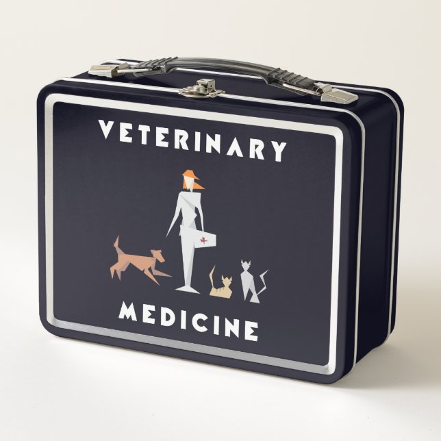 Geometric Female Veterinary Medicine Metal Lunch Box (Front)