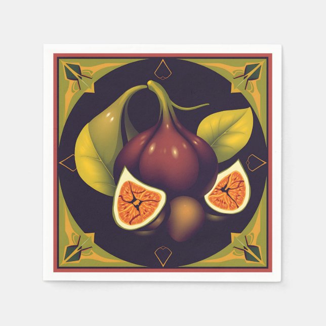 Geometric Fig Fruit with Sleek and Modern Forms Napkin (Front)
