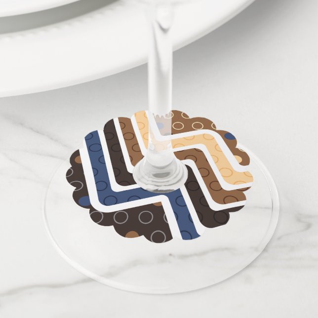 Geometric Figures 2 Wine Glass Tag (Close Up)