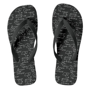 Geometric Figures and Math Equations Flip Flops