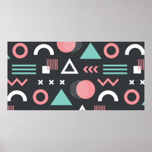 Geometric figures seamless pattern design. vintage poster