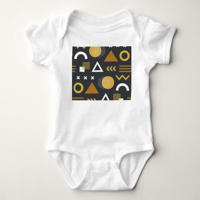 Geometric Figures Vintage Pattern Design Baby Bodysuit (Front)