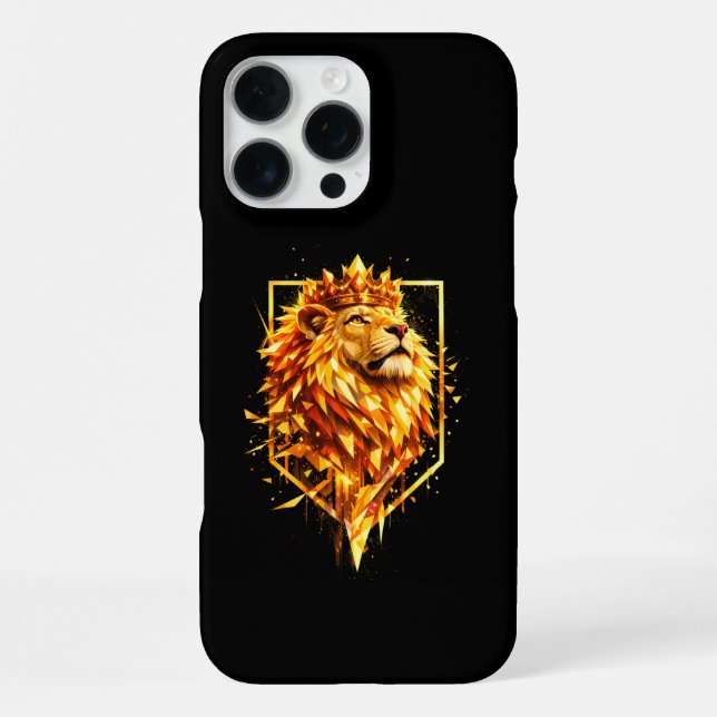 Geometric Fire Lion Crown iPhone Case (Back)
