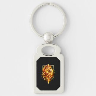 Geometric Fire Lion Crown Keychain