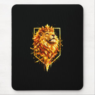 Geometric Fire Lion Crown Mouse Pad