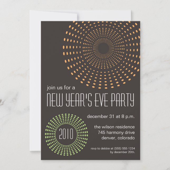 Geometric Fireworks New Years Party Invitations (Front)