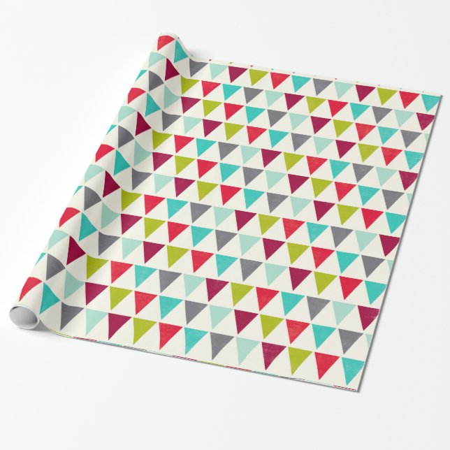 Geometric Flag Triangle Bunting Ban Wrapping Paper (Unrolled)